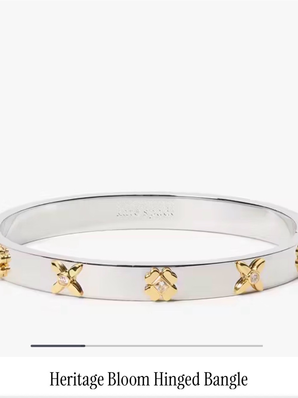 Kate Spade Heritage Bloom Hinged Bangle Bracelet Two-Tone NWT